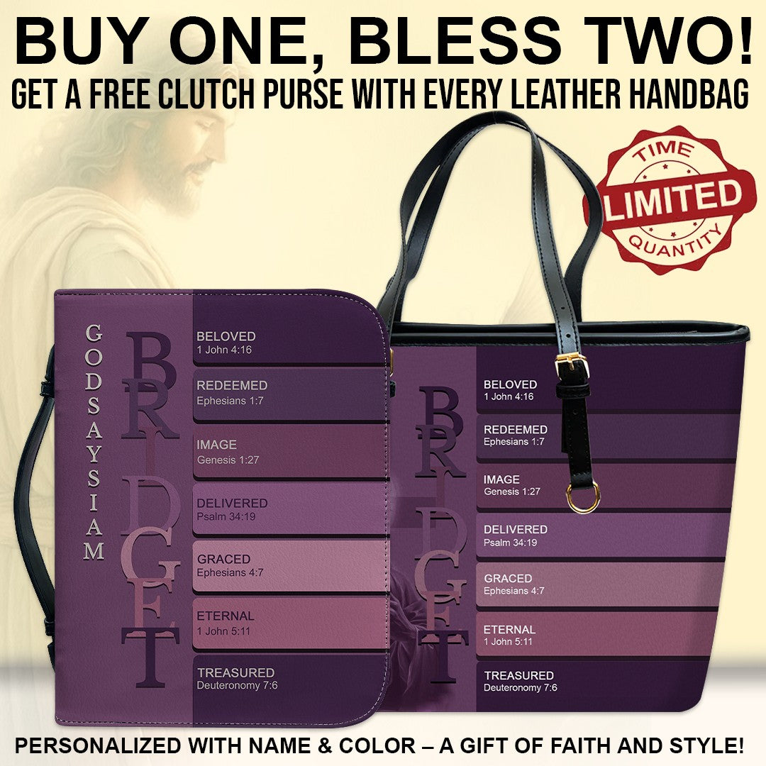 Uncover the sacred meaning of your name - Personalized Leather TOTE Handbag – Free Bible Cover Gift | CHRISTIANARTBAG 01060225