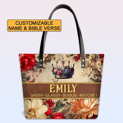 Personalized Leather Tote Bag with Bible Verses – Your Name, Your Faith, Your Style | CHRISTIANARTBAG Leather TOTE Bag