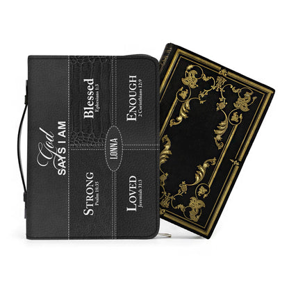 Personalized “God Says I Am” Bible Cover – Custom Name Christian Bible Case by CHRISTIANARTBAG