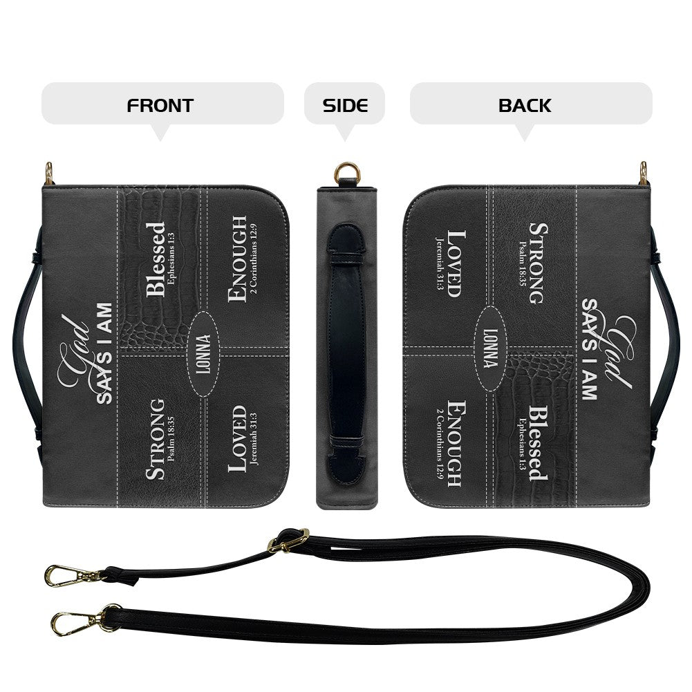 Personalized “God Says I Am” Bible Cover – Custom Name Christian Bible Case by CHRISTIANARTBAG