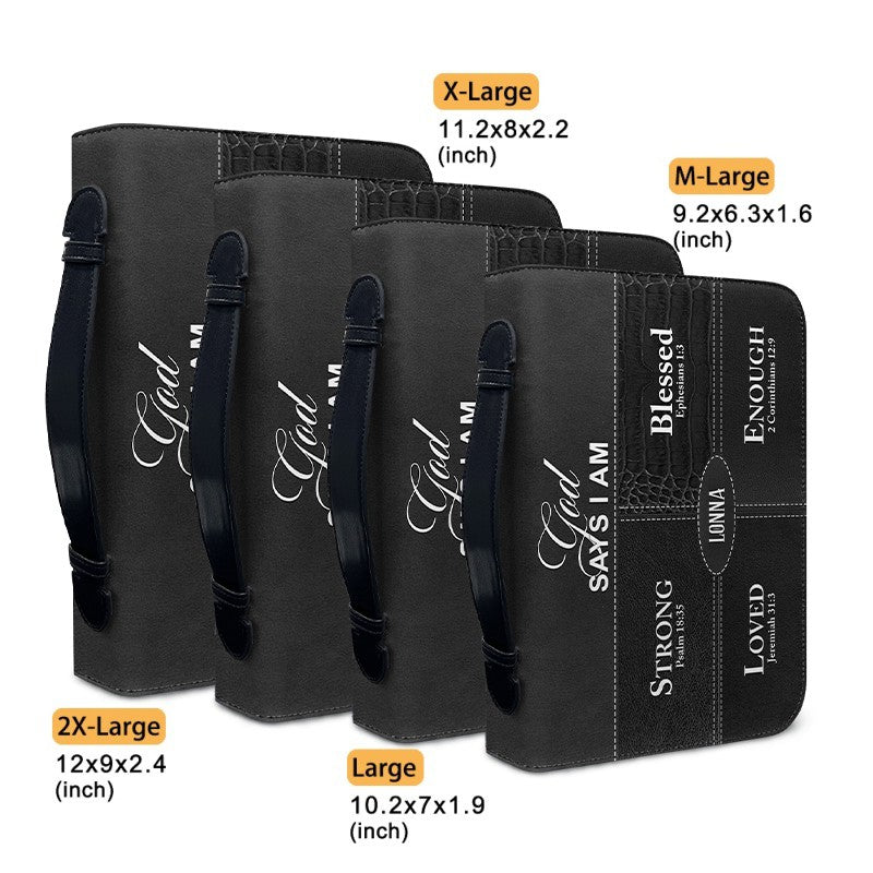 Personalized “God Says I Am” Bible Cover – Custom Name Christian Bible Case by CHRISTIANARTBAG