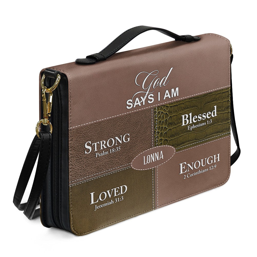 Personalized “God Says I Am” Bible Cover – Custom Name Christian Bible Case by CHRISTIANARTBAG