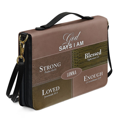 Personalized “God Says I Am” Bible Cover – Custom Name Christian Bible Case by CHRISTIANARTBAG