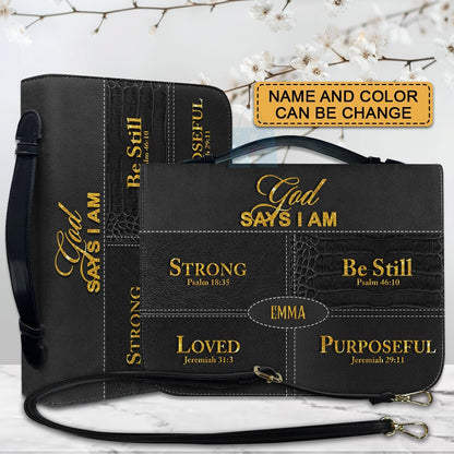 Personalized “God Says I Am” Bible Cover – Custom Name Christian Bible Case by CHRISTIANARTBAG 112025