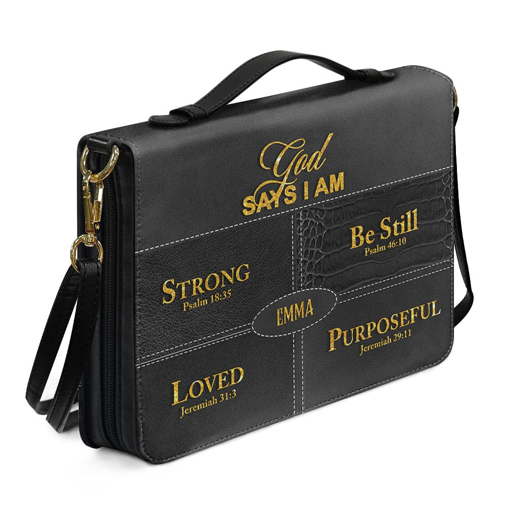 Personalized “God Says I Am” Bible Cover – Custom Name Christian Bible Case by CHRISTIANARTBAG 112025