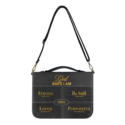 Personalized “God Says I Am” Bible Cover – Custom Name Christian Bible Case by CHRISTIANARTBAG 112025