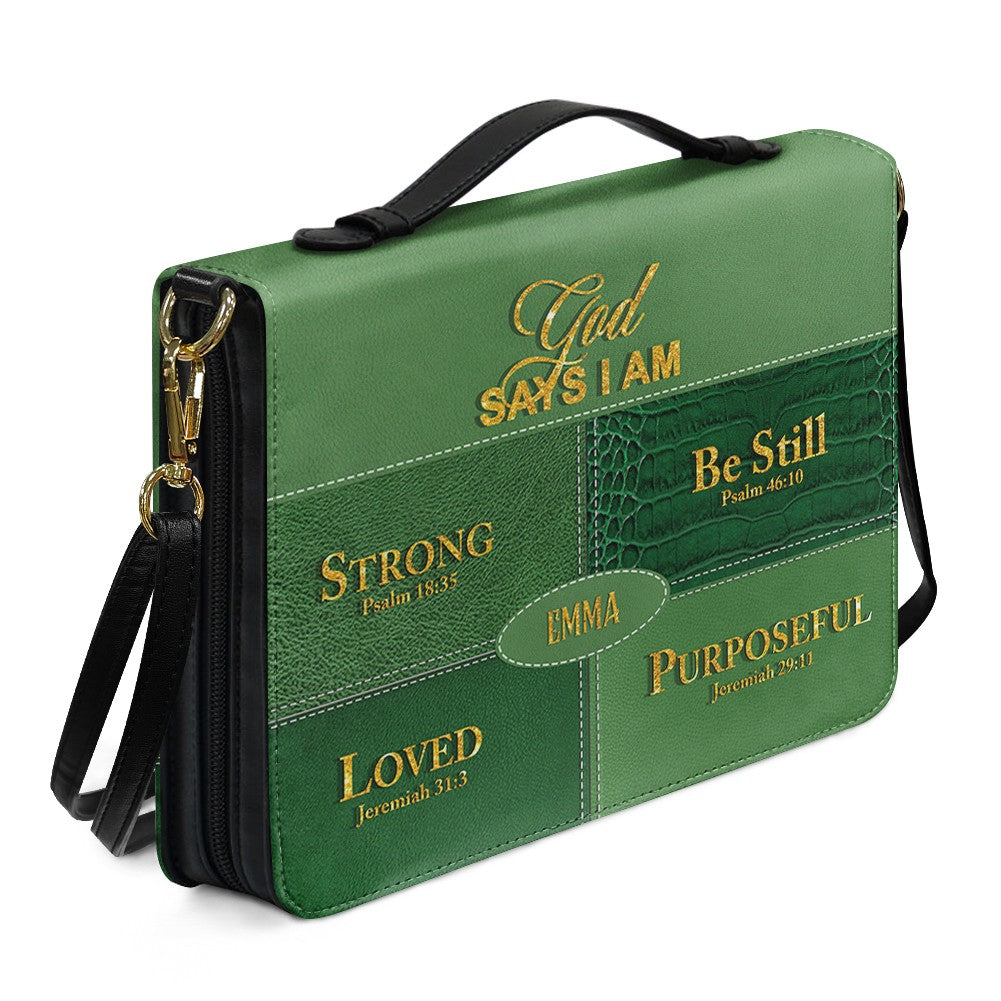 Personalized “God Says I Am” Bible Cover – Custom Name Christian Bible Case by CHRISTIANARTBAG 112025