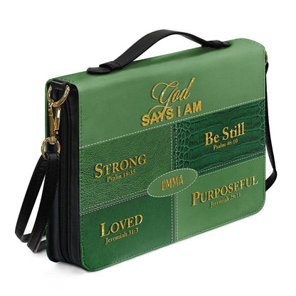 Personalized “God Says I Am” Bible Cover – Custom Name Christian Bible Case by CHRISTIANARTBAG 112025