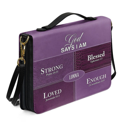 Personalized “God Says I Am” Bible Cover – Custom Name Christian Bible Case by CHRISTIANARTBAG