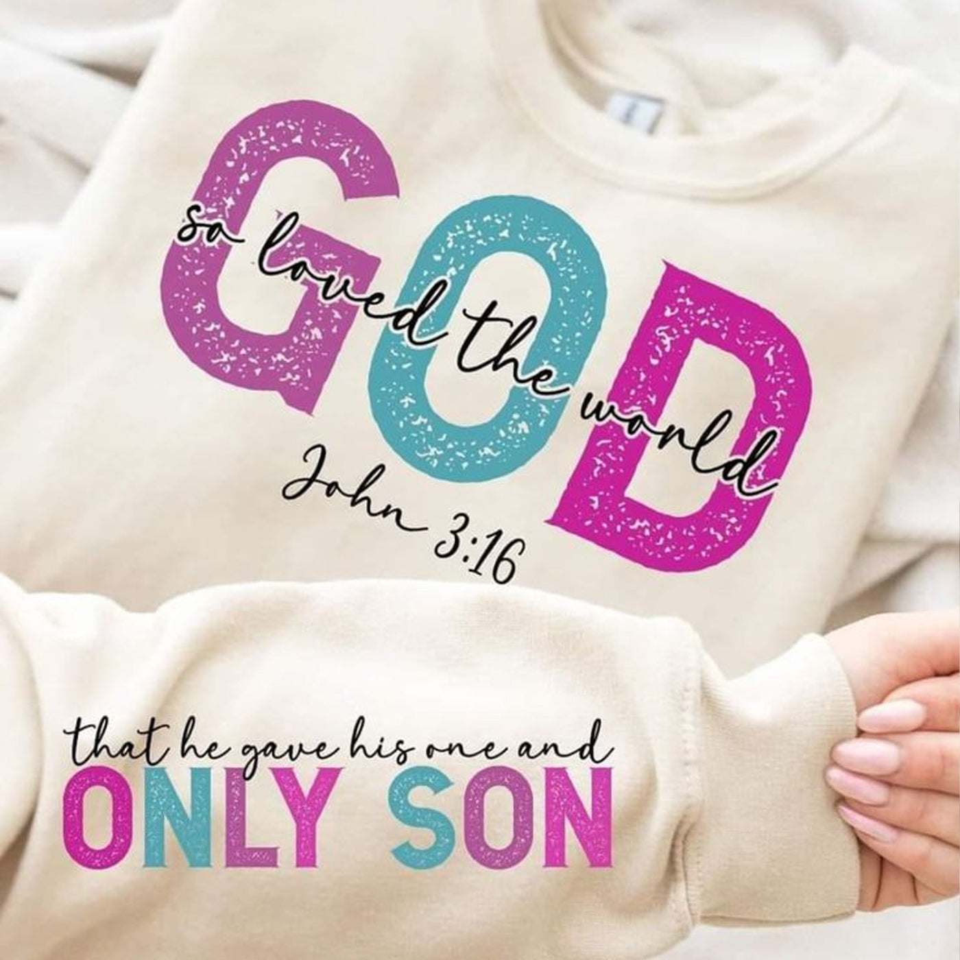 CHRISTIANARTBAG Personalized Sweatshirt : God So Loved The World John 3 16 - Personalized T-Shirt - CAB04121324