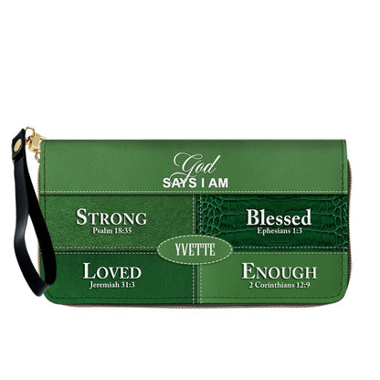Personalized “God Says I Am” Leather Handbag for Christian Women – Custom Name & Color | CHRISTIANARTBAG 0111725