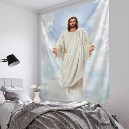 Christianartbag Home Decor, Jesus retro art illustration tapestry home wall decoration hippie bohemian decoration yoga mat sheets aesthetic room decoration - Christian Art Bag