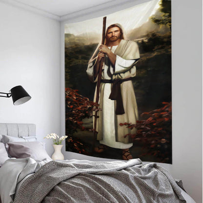 Christianartbag Home Decor, Jesus retro art illustration tapestry home wall decoration hippie bohemian decoration yoga mat sheets aesthetic room decoration - Christian Art Bag