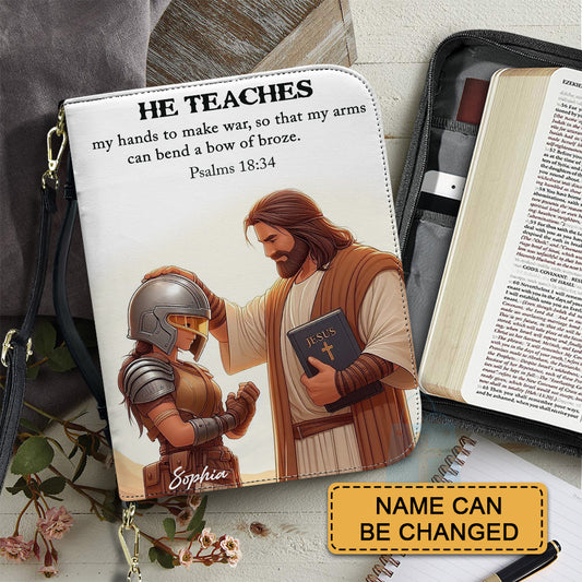 CHRISTIANARTBAG Bible Cover - He Teaches Ephesians - Personalized Bible Cover, CABBBCV06120824.