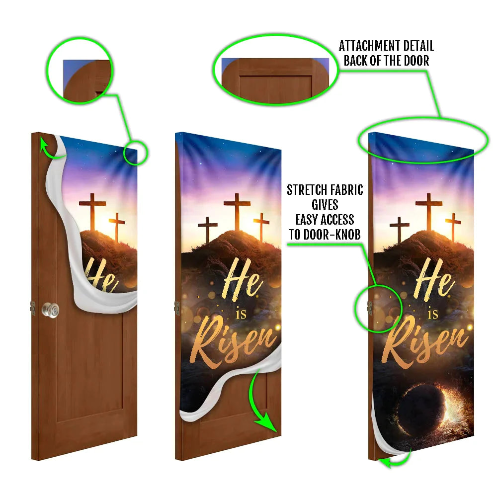 Christianartbag Door Cover, He Is Risen Easter, Religious Door Decorations, Christian Home Decor - Christian Art Bag