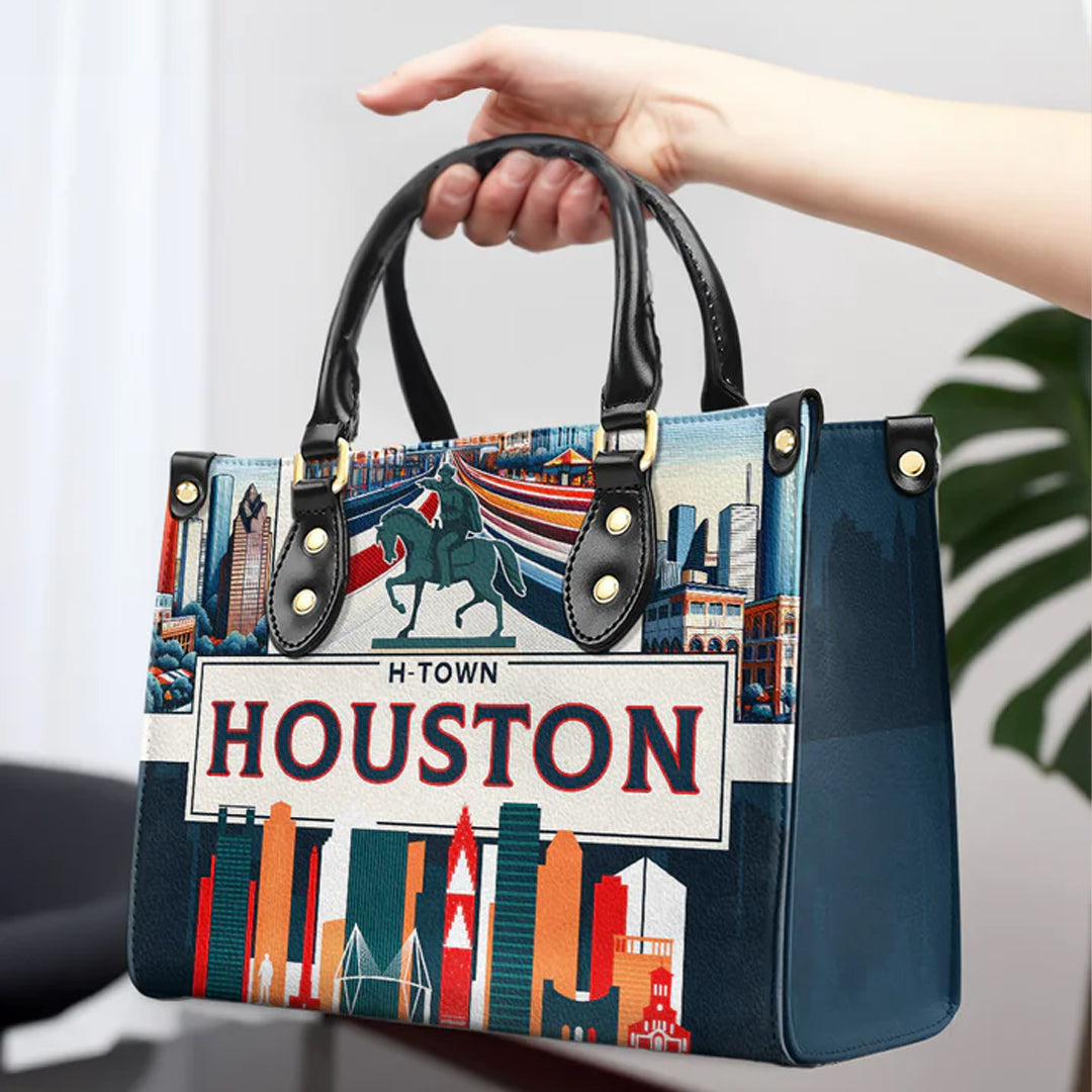 Houston H-Town Leather Handbag by CHRISTIANARTBAG – Bold City Flair - CABLTHB08010424.