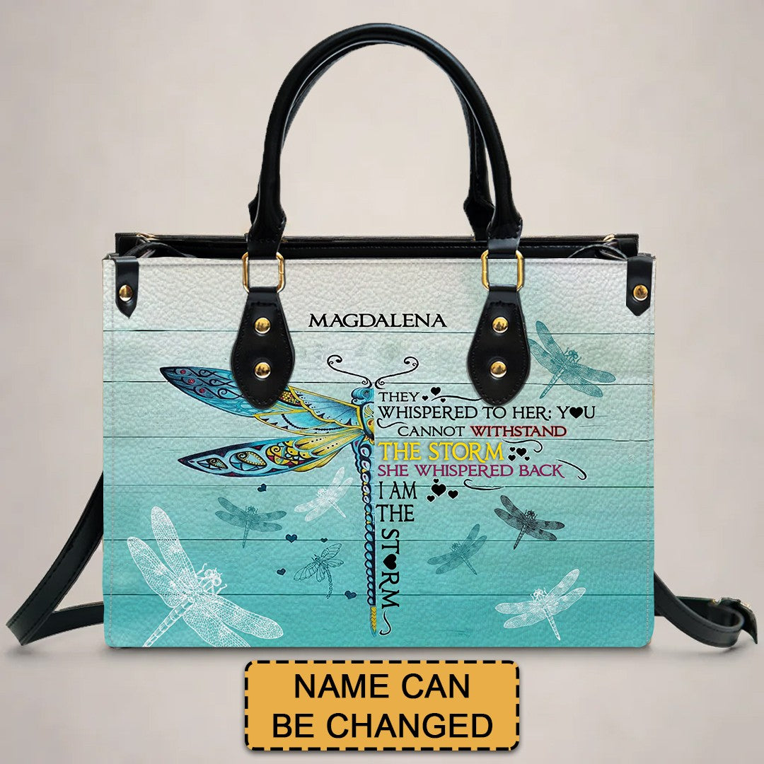 She Whispered Back I Am The Storm - Personalized Leather Handbag