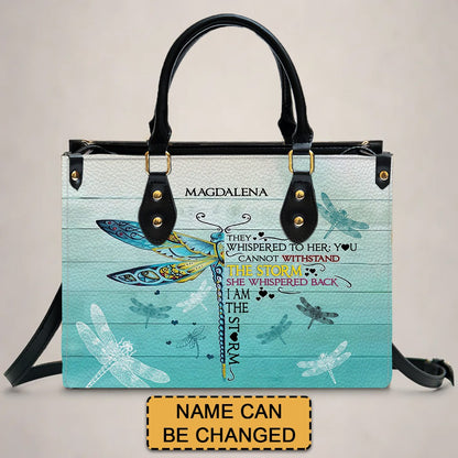 She Whispered Back I Am The Storm - Personalized Leather Handbag