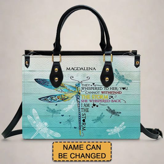 She Whispered Back I Am The Storm - Personalized Leather Handbag