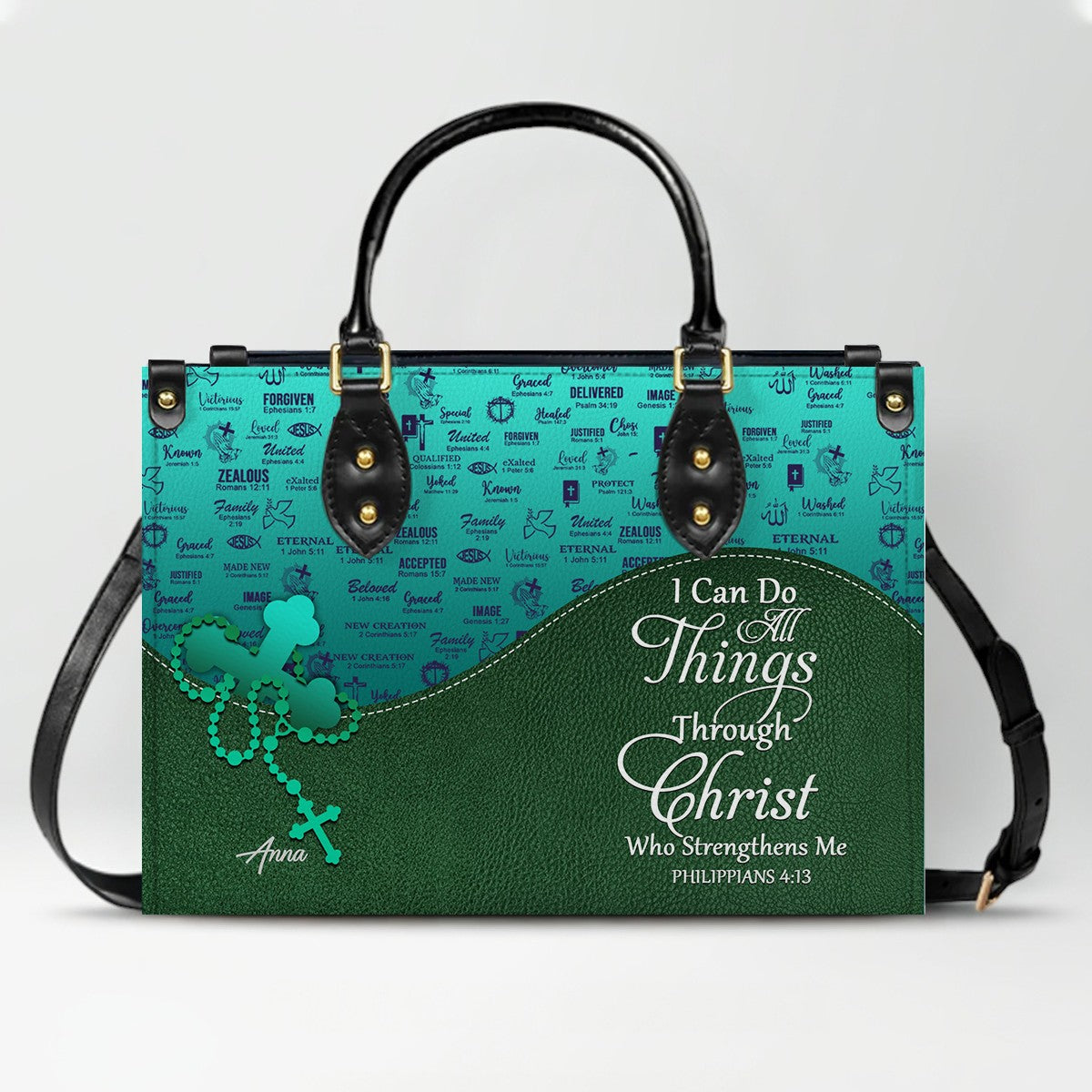 Custom Bible Verse Leather Handbag for Women – Personalized Christian Purse with Name & Scripture – CHRISTIANARTBAG