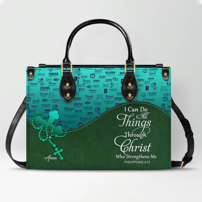Custom Bible Verse Leather Handbag for Women – Personalized Christian Purse with Name & Scripture – CHRISTIANARTBAG
