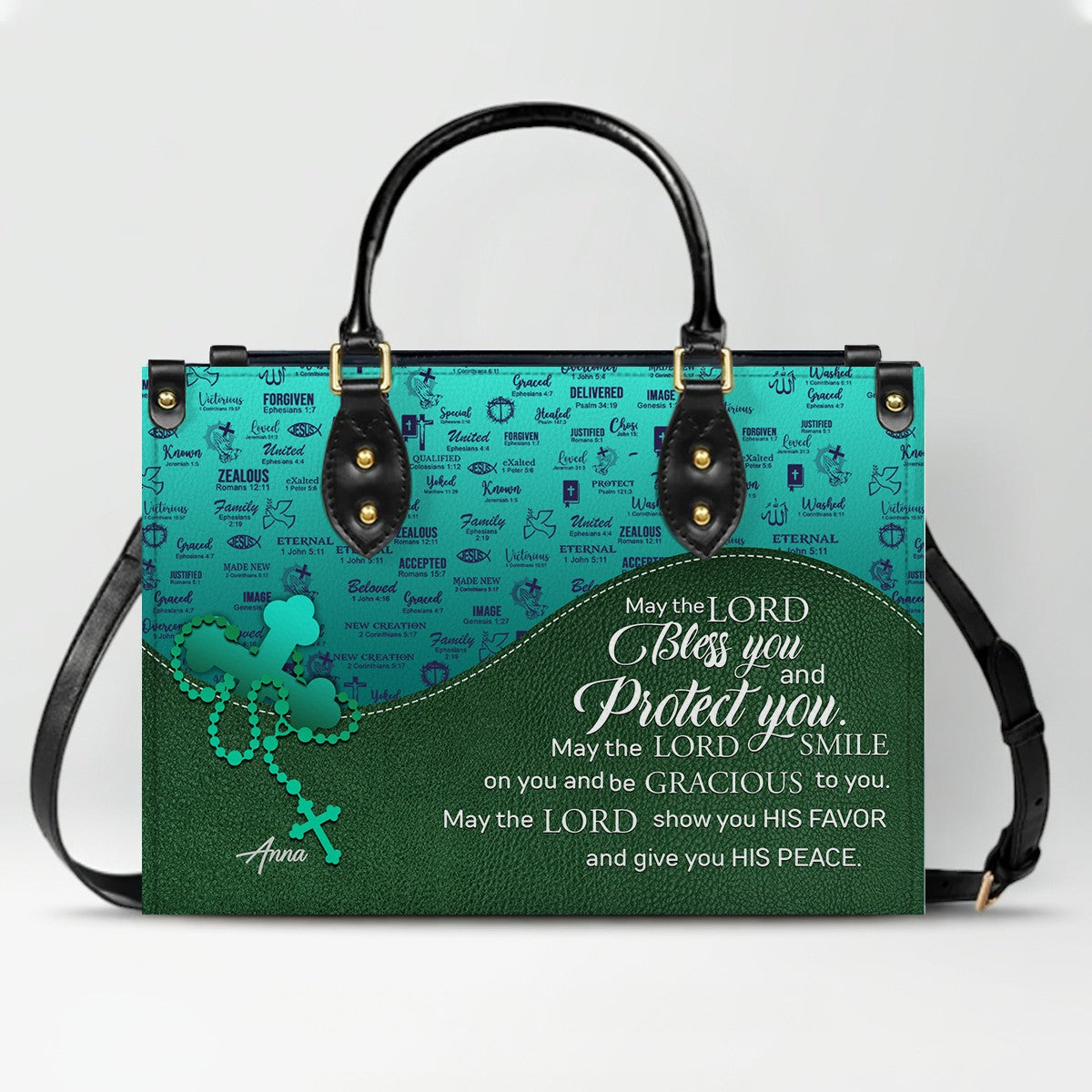 Custom Bible Verse Leather Handbag for Women – Personalized Christian Purse with Name & Scripture – CHRISTIANARTBAG