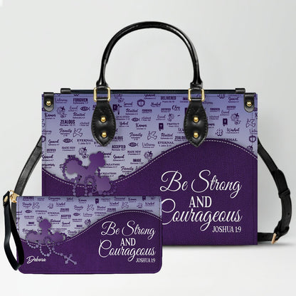 Personalized Christian Leather Handbag and Long Wallet Set – Custom Name, Faith-Inspired Gift for Women