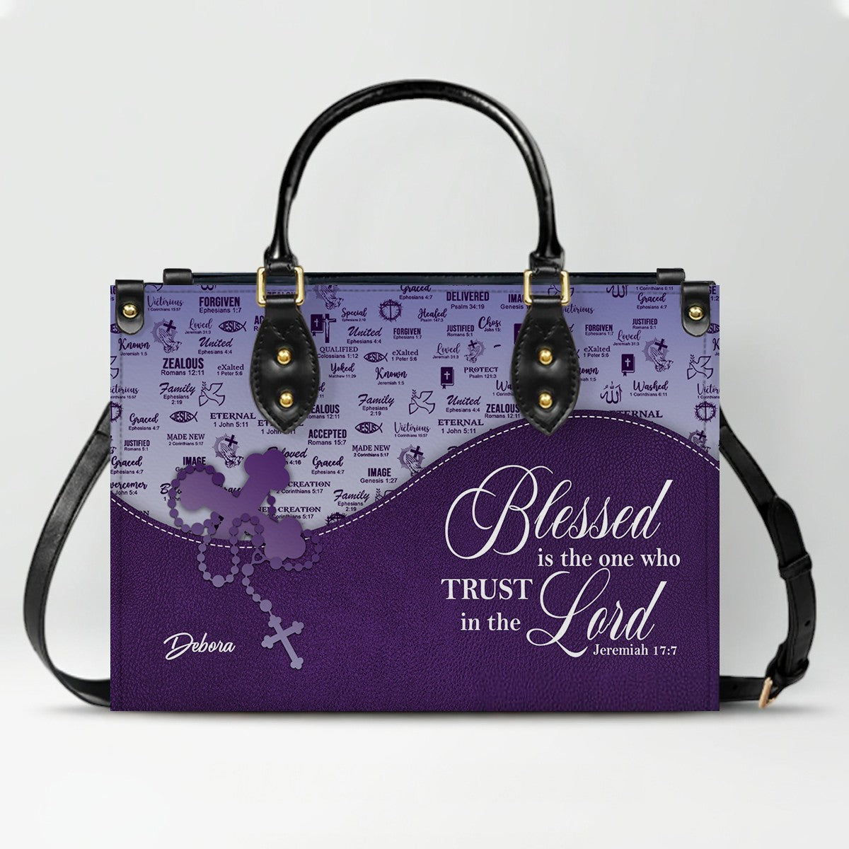 Personalized Christian Leather Handbag and Long Wallet Set – Custom Name, Faith-Inspired Gift for Women