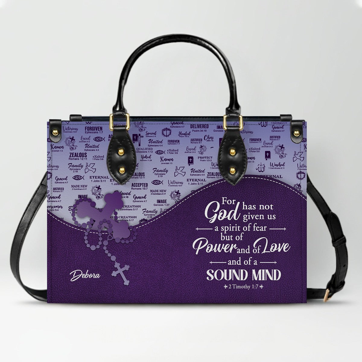 Personalized Christian Leather Handbag and Long Wallet Set – Custom Name, Faith-Inspired Gift for Women