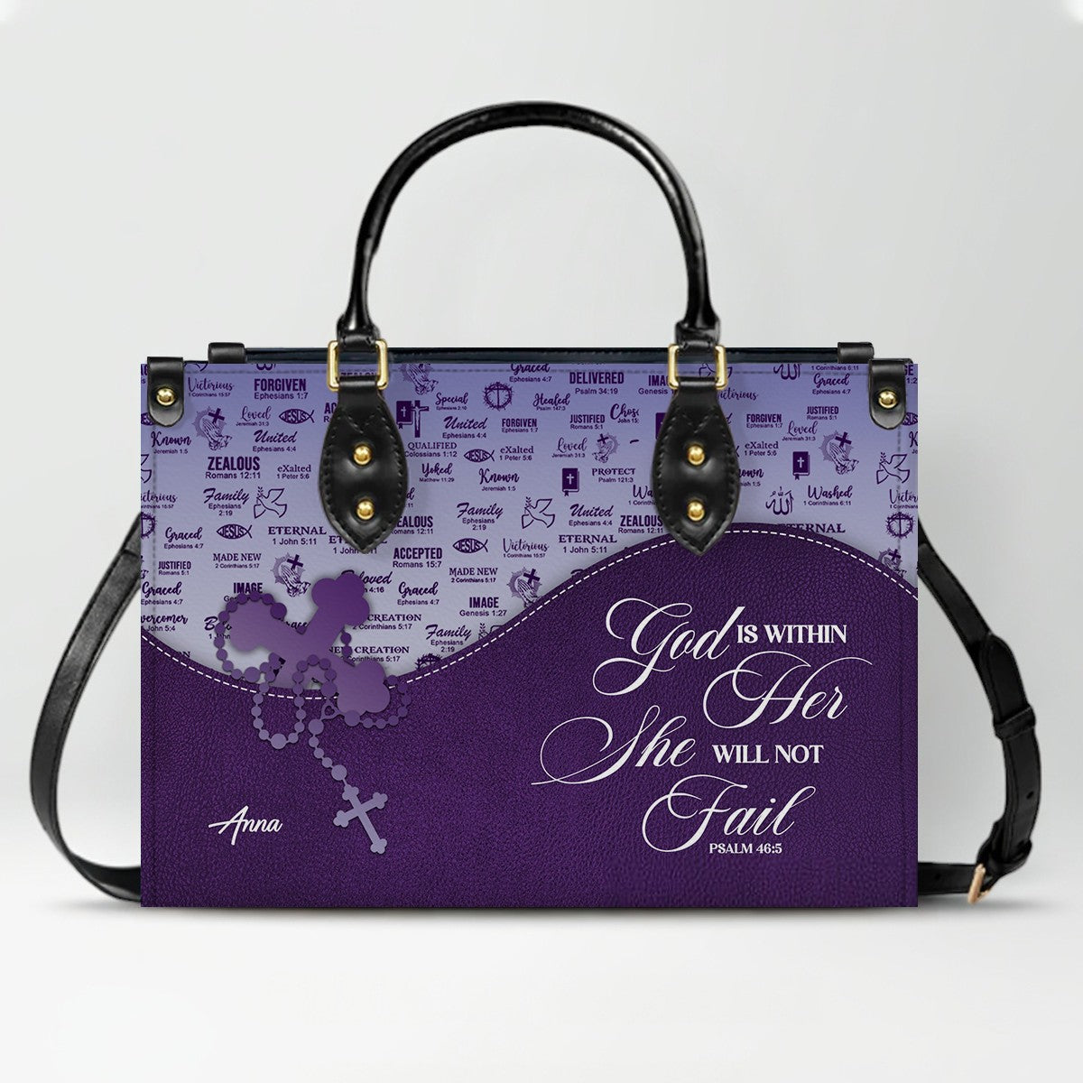 Personalized Christian Leather Handbag and Long Wallet Set – Custom Name, Faith-Inspired Gift for Women