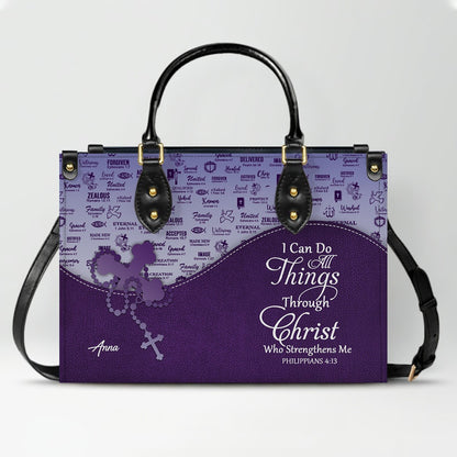 Personalized Christian Leather Handbag and Long Wallet Set – Custom Name, Faith-Inspired Gift for Women