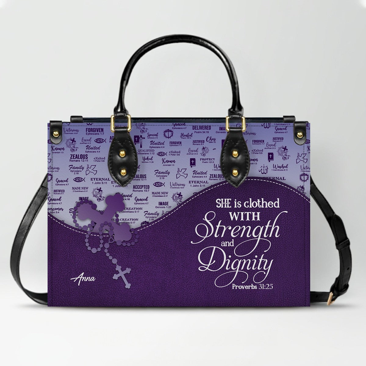 Personalized Christian Leather Handbag and Long Wallet Set – Custom Name, Faith-Inspired Gift for Women