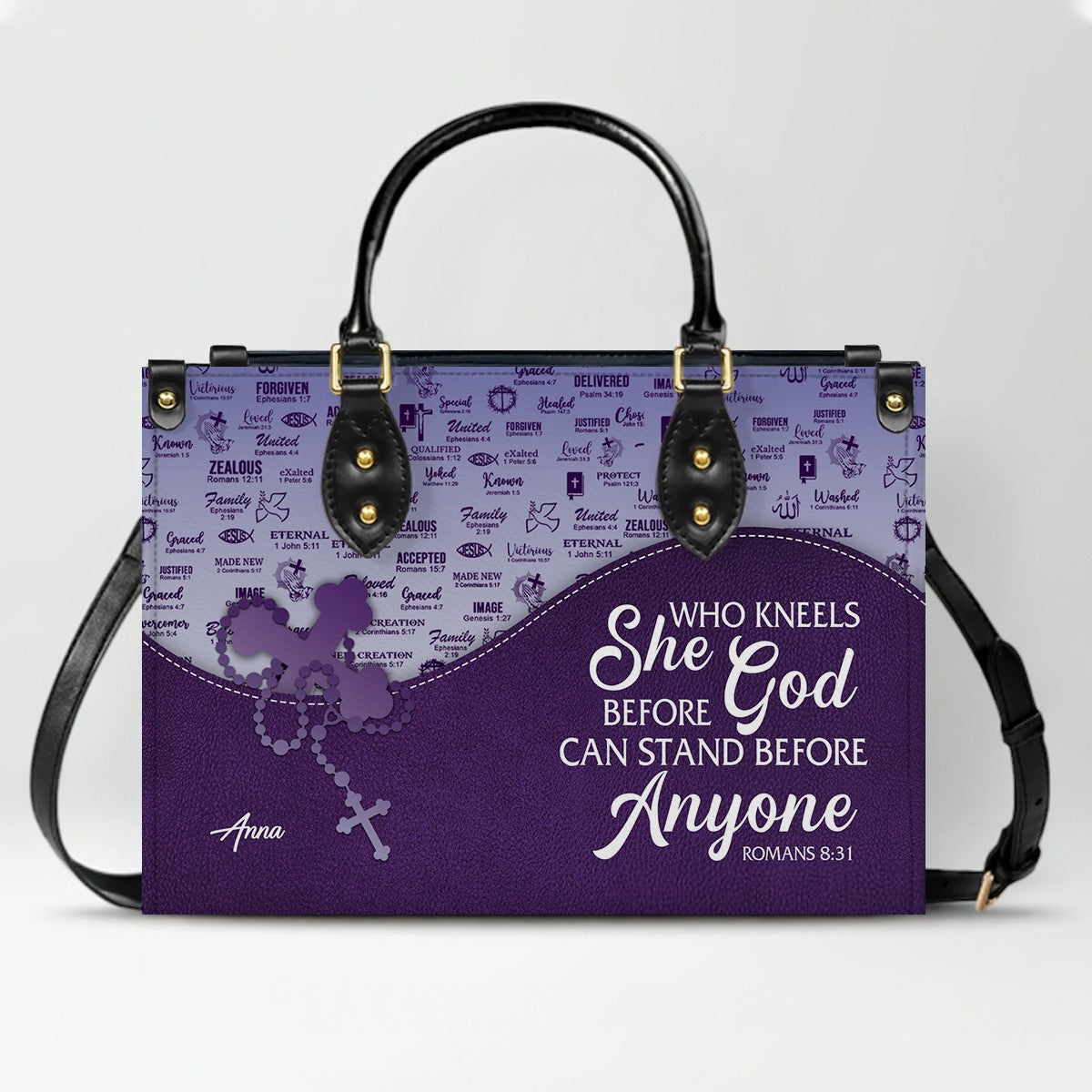 Personalized Christian Leather Handbag and Long Wallet Set – Custom Name, Faith-Inspired Gift for Women