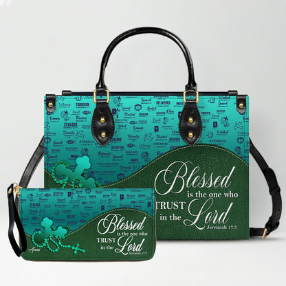 Personalized Leather Handbag Set – Custom Name Christian Purse with Bible Verse | CHRISTIANARTBAG Faith Gift for Women