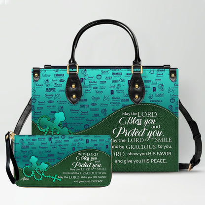Personalized Leather Handbag Set – Custom Name Christian Purse with Bible Verse | CHRISTIANARTBAG Faith Gift for Women