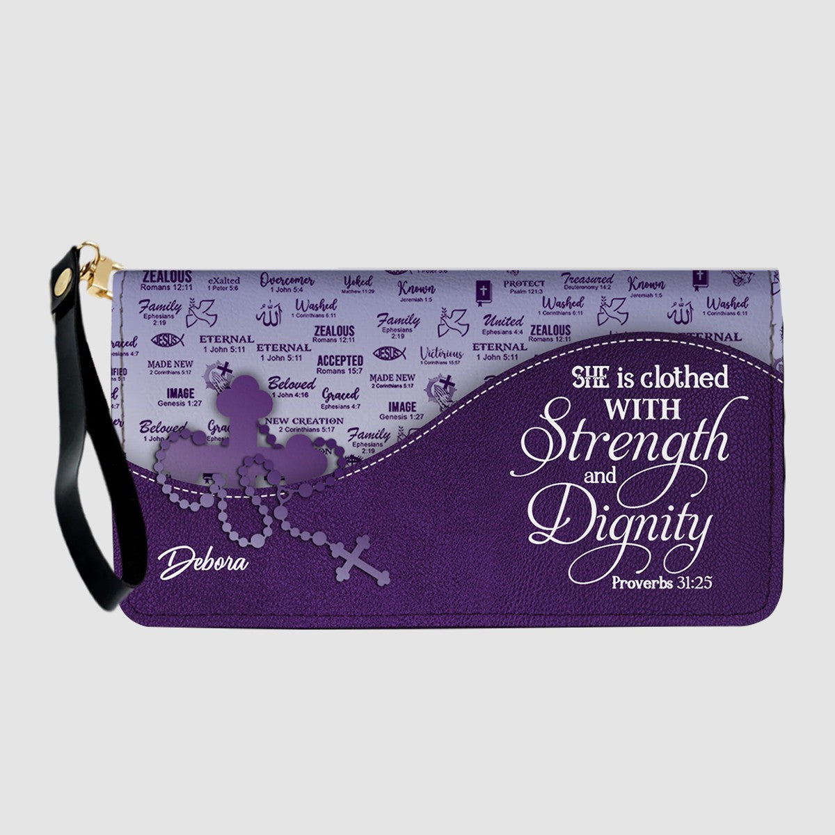 Personalized Christian Leather Handbag and Long Wallet Set – Custom Name, Faith-Inspired Gift for Women