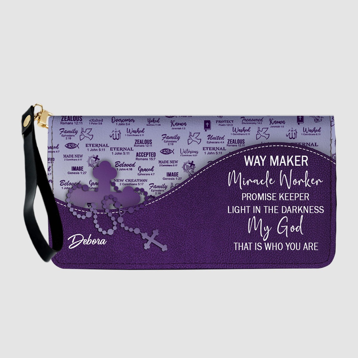 Personalized Christian Leather Handbag and Long Wallet Set – Custom Name, Faith-Inspired Gift for Women