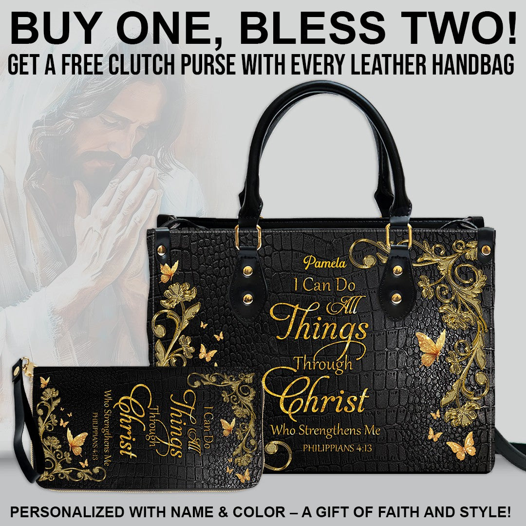 CHRISTIANARTBAG Bible Cover - I Know The Plans I Have For You - Free Clutch Purse with Personalized Leather Handbag - CAB060625