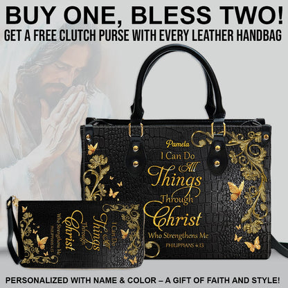 CHRISTIANARTBAG Bible Cover - I Know The Plans I Have For You - Free Clutch Purse with Personalized Leather Handbag - CAB060625