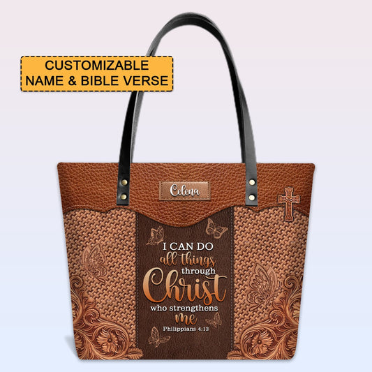 Personalized Leather Tote Bag with Bible Verses – Personalized Leather Handbags – A Statement of Faith & Strength | CHRISTIANARTBAG Leather TOTE Bag.
