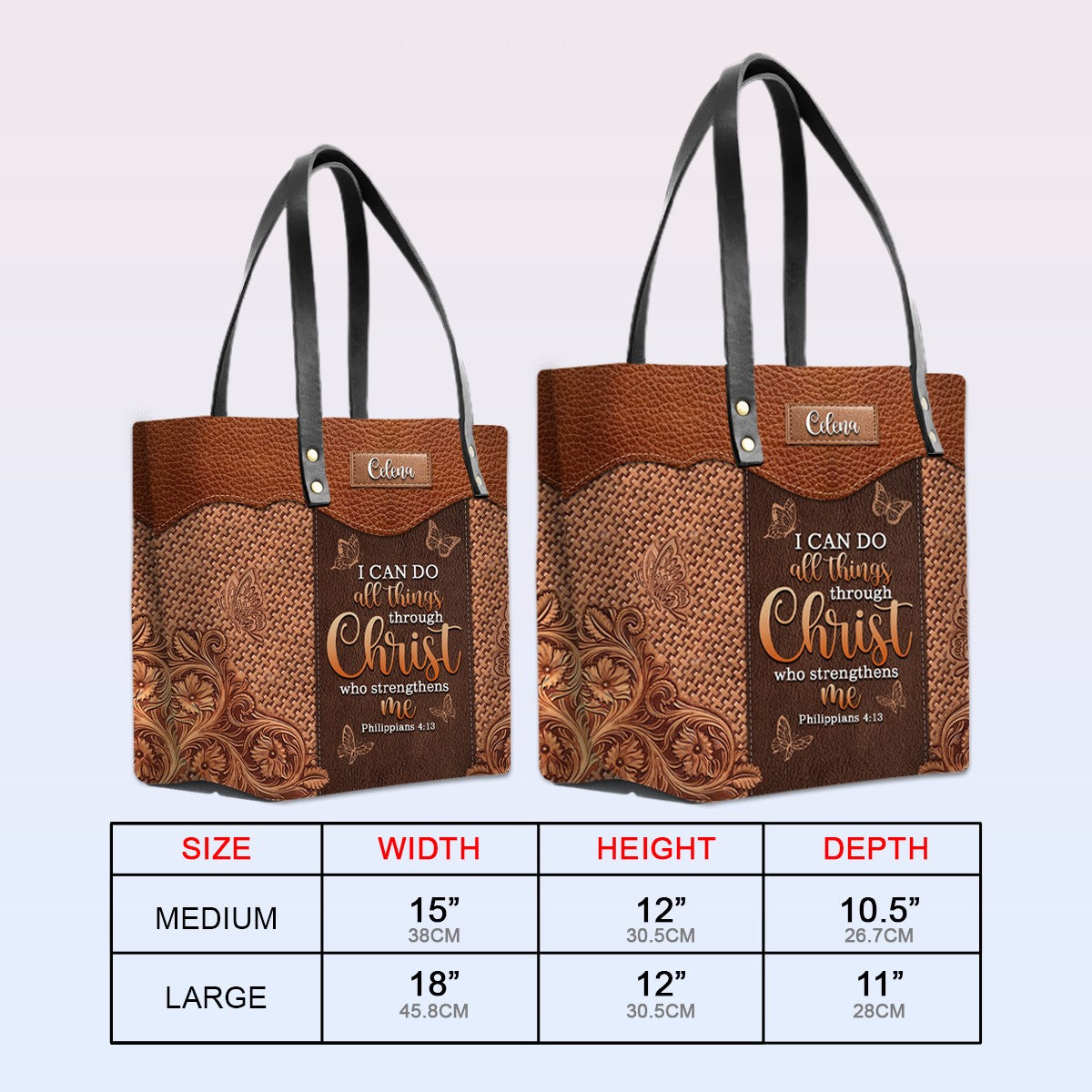 Personalized Leather Tote Bag with Bible Verses – Personalized Leather Handbags – A Statement of Faith & Strength | CHRISTIANARTBAG Leather TOTE Bag.