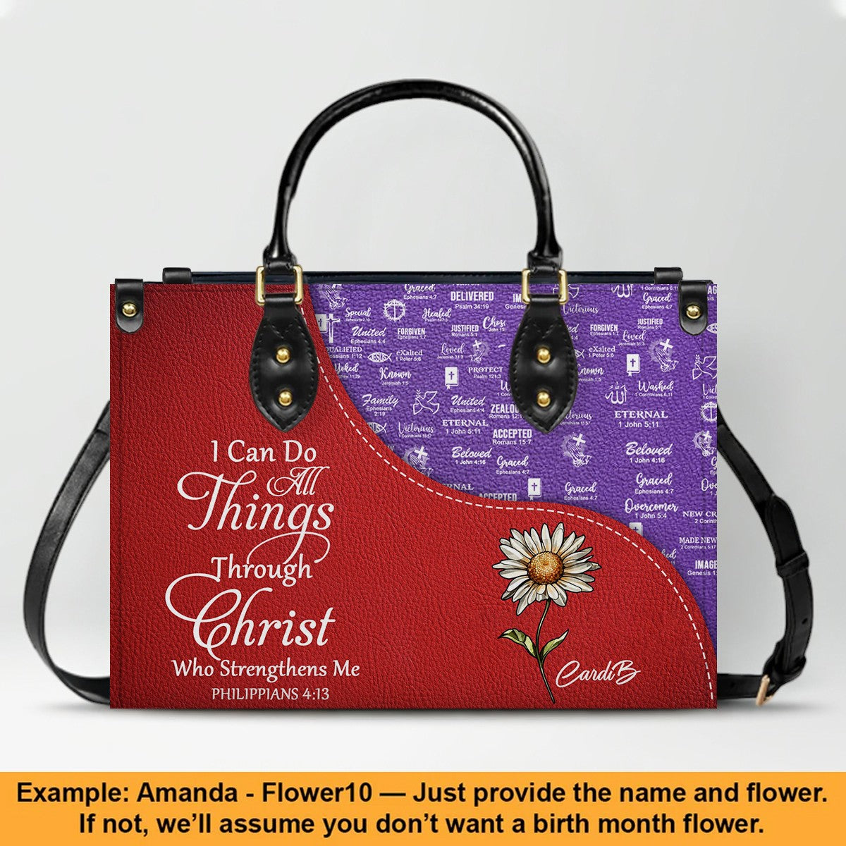 Personalized Leather Handbag with Bible Verses – Christian Tote Purse for Women | CHRISTIANARTBAG