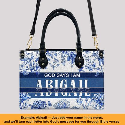 Personalized Leather Handbag with Custom Name & Bible Verse Meaning – Christian Tote Bag