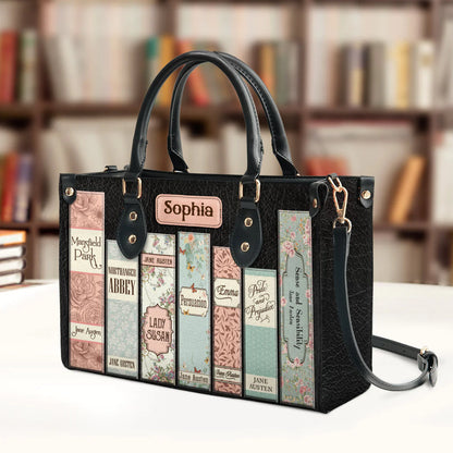 Christianartbag Novel Bags, Personalized Leather Handbags for Literary Enthusiasts, Jane Austen Books Leather Handbag, CABHN03281223. - Christian Art Bag