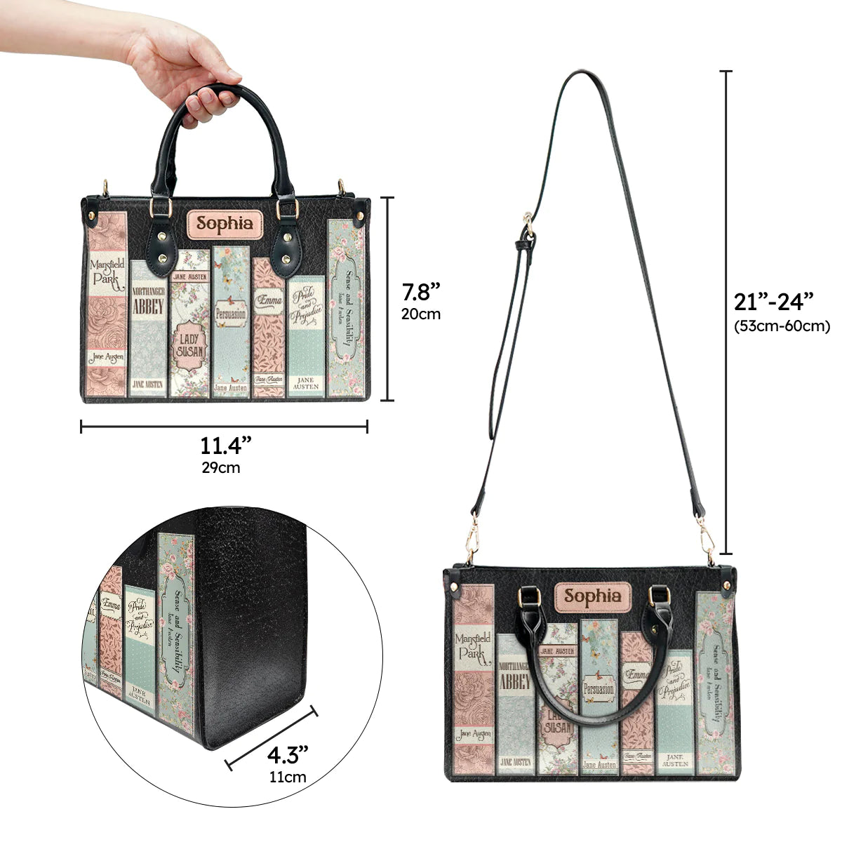 Christianartbag Novel Bags, Personalized Leather Handbags for Literary Enthusiasts, Jane Austen Books Leather Handbag, CABHN03281223. - Christian Art Bag