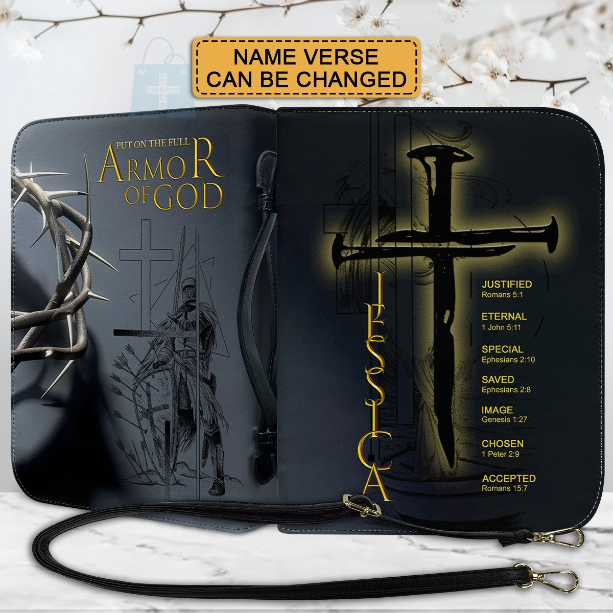 Christianart Bible Cover - Empower Your Faith with the Armor of God - Uncover the sacred meaning of your name - Personalized Bible Cover - CABBBCV01123024