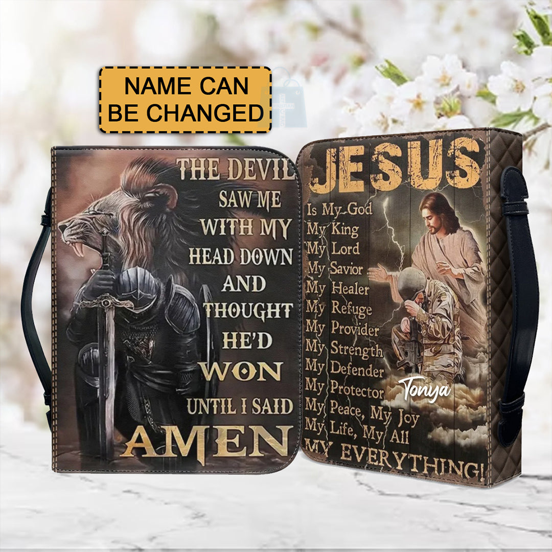 Christianartbag Bible Cover, Jesus Is My GOD Bible Cover, Personalized Bible Cover, Christ Cross Lion Bible Cover, Christian Gifts, CAB12081123. - Christian Art Bag