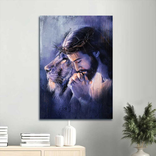 Strength and Serenity Jesus & Lion Canvas Art - CHRISTIANARTBAG | Majestic Christian Wall Decor