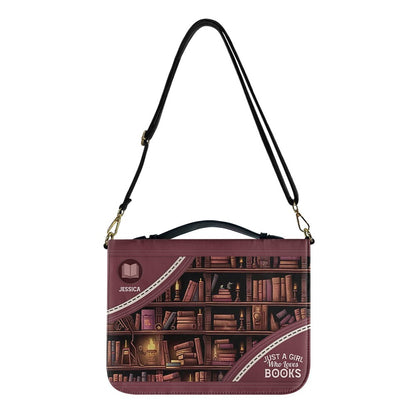 CHRISTIANARTBAG Book Covers - Just A Girl Who Loves Books - Book Cover Red - Personalized Book Cover.
