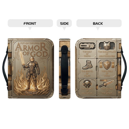Personalized Bible Cover Armor of God | Custom Name Leather Bible Case with Handle | Christian Gift for Men Women | CHRISTIANARTBAG BLACK02060926